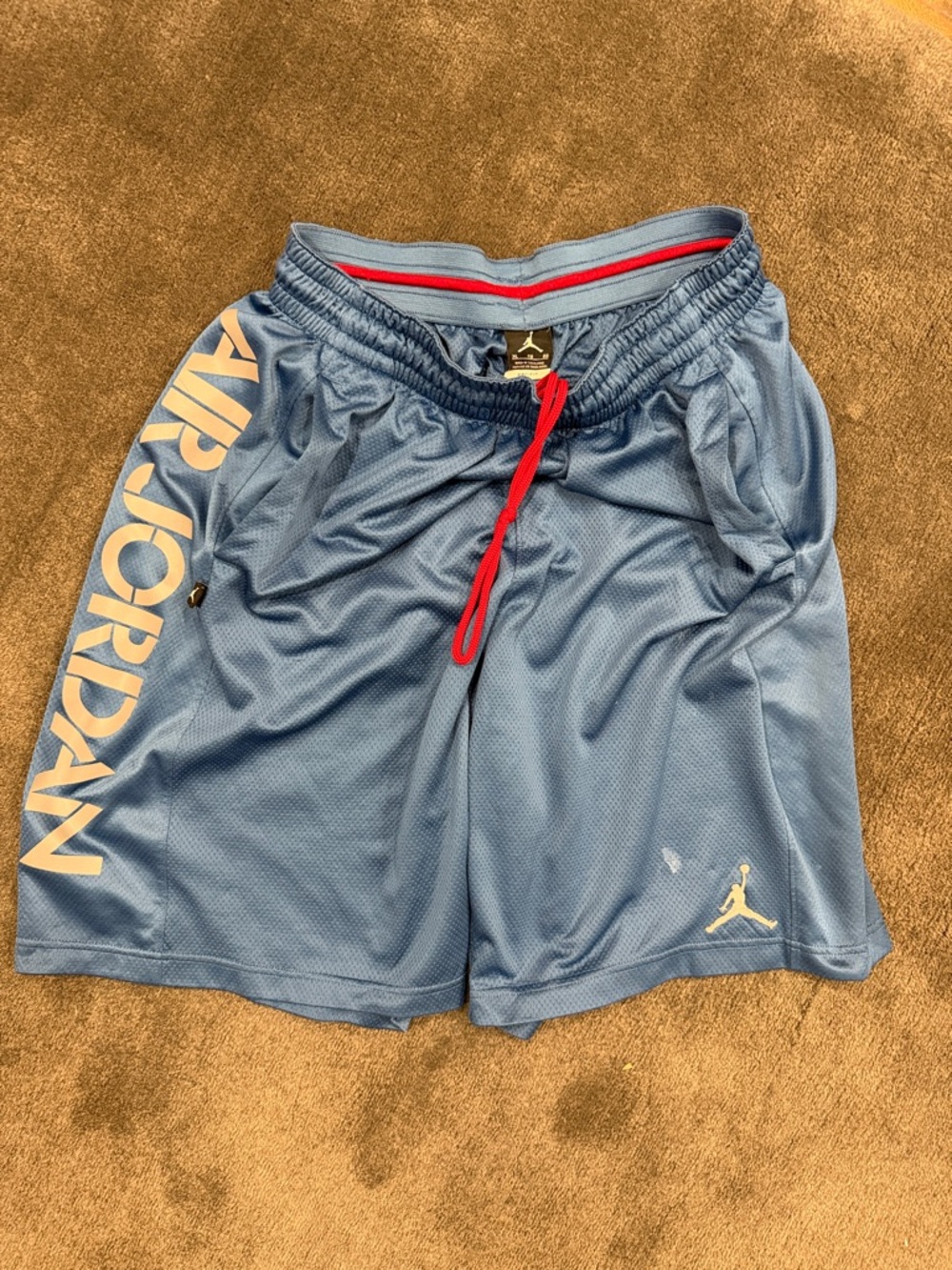 Jordan Blue Athletic Basketball Shorts Red Drawstring